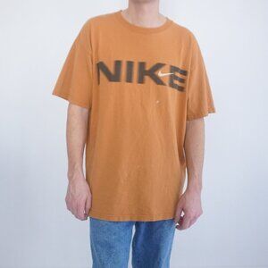 Vintage '90S Nike Red Check Orange Front Hit 100% Cotton Short Sleeve T-Shirt L